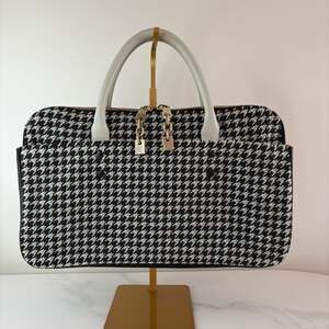 Chloe Black and White Houndstooth Wool Briefcase Bag